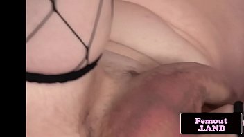 Ass dildoing femboy jerking her hard dick
